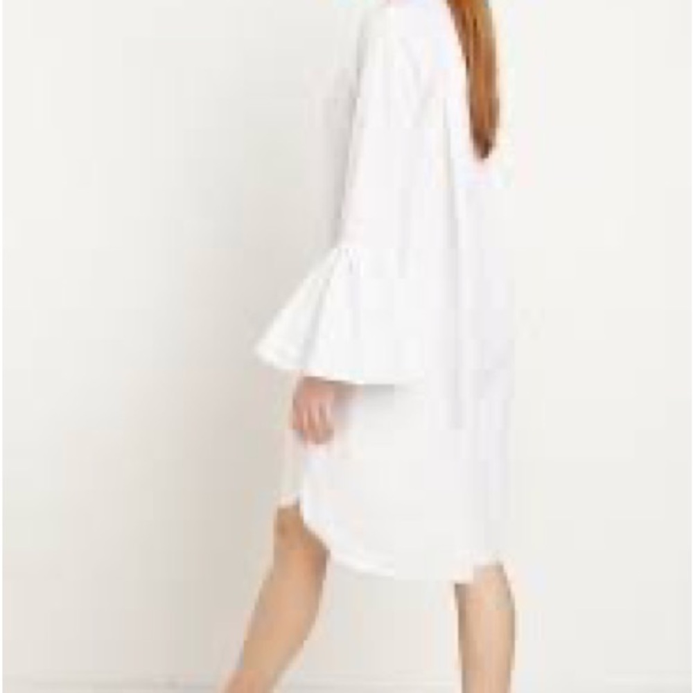 COCO’S KISS • White Bell Sleeve Button Down Shirt Dress • size S - Picture 5 of 14
